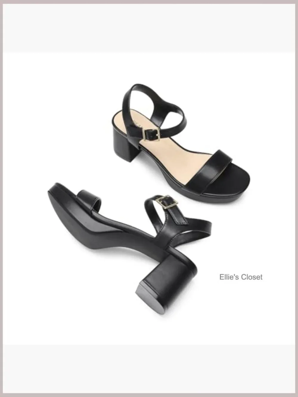 Women's Block Chunky Platform Heeled Sandals Faux Leather Square Toe Ankle Strap